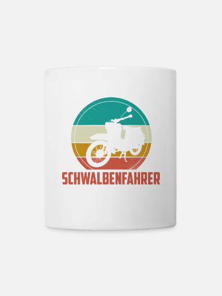 Schwalbe Moped Mofa DDR Schwalbenfahrer Geschenk - Tasse - Weiß