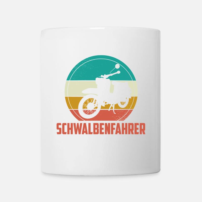 Schwalbe Moped Mofa DDR Schwalbenfahrer Geschenk - Tasse - Weiß