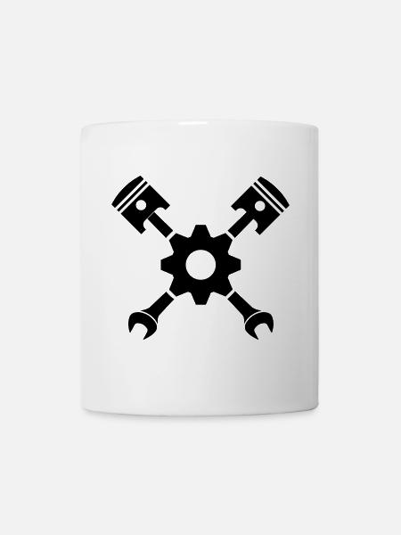 Piston key crossed with gear - Mug - white