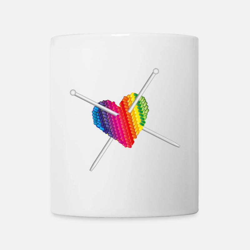 Mit Liebe gestrickt - Stricknadel mit Strick Herz - Tasse - Weiß