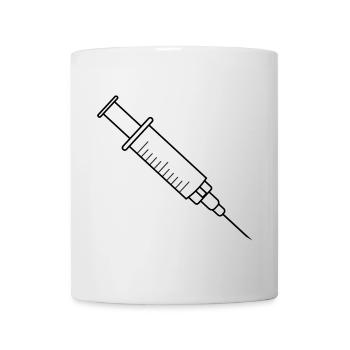 Impfspritze mit Medikamenten und Nadel - Tasse - Weiß - Vorne