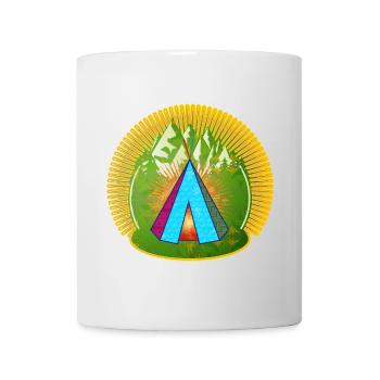motley Indian tent teepee in the forest - Mug - white - Front