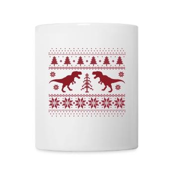 Dinosaurier-Weihnachtspullover - Tasse - Weiß - Vorne