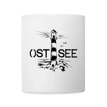ostsee Leuchtturm Meer Logo Grafik Illustration - Tasse - Weiß - Vorne