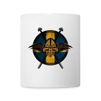 Wikinger Viking Schweden Flagge Raben Design - Tasse - Weiß - Vorne