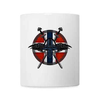 Wikinger Viking Norwegen Flagge Raben Design - Tasse - Weiß - Vorne