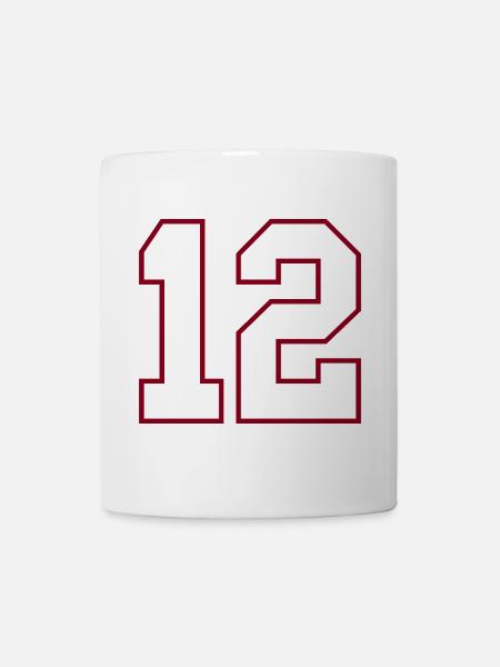 12 College-Jersey Nummern-Print - Tasse - Weiß