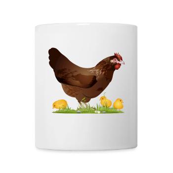 poulet brun avec poussins fraîchement éclos - Mug blanc - blanc - Devant