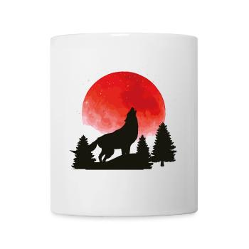 L’appel du loup sur la lune rouge - Mug blanc - blanc - Devant