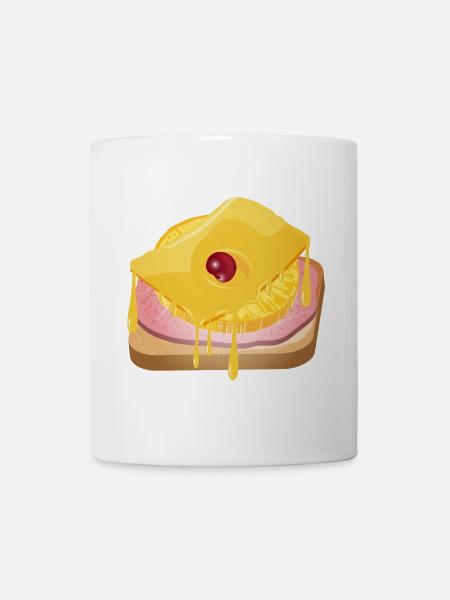 Ananas,Käse,Schinken und Toastbrot -Toast Hawaii - Tasse - Weiß