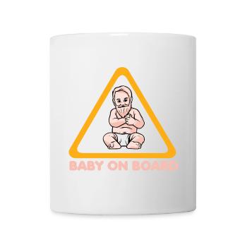 Warning sign baby on board with baby illustration - Mug - white - Front