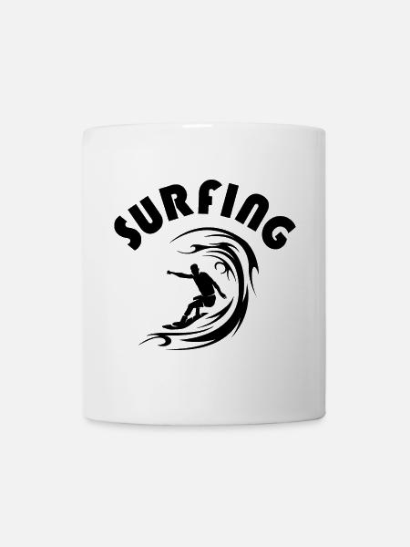 surf vagues surf surfer waves team icône du logo - Mug blanc - blanc
