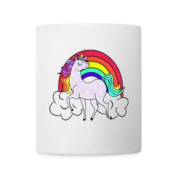 Einhorn mit Regenbogen und Wolken - Tasse - Weiß - Vorne