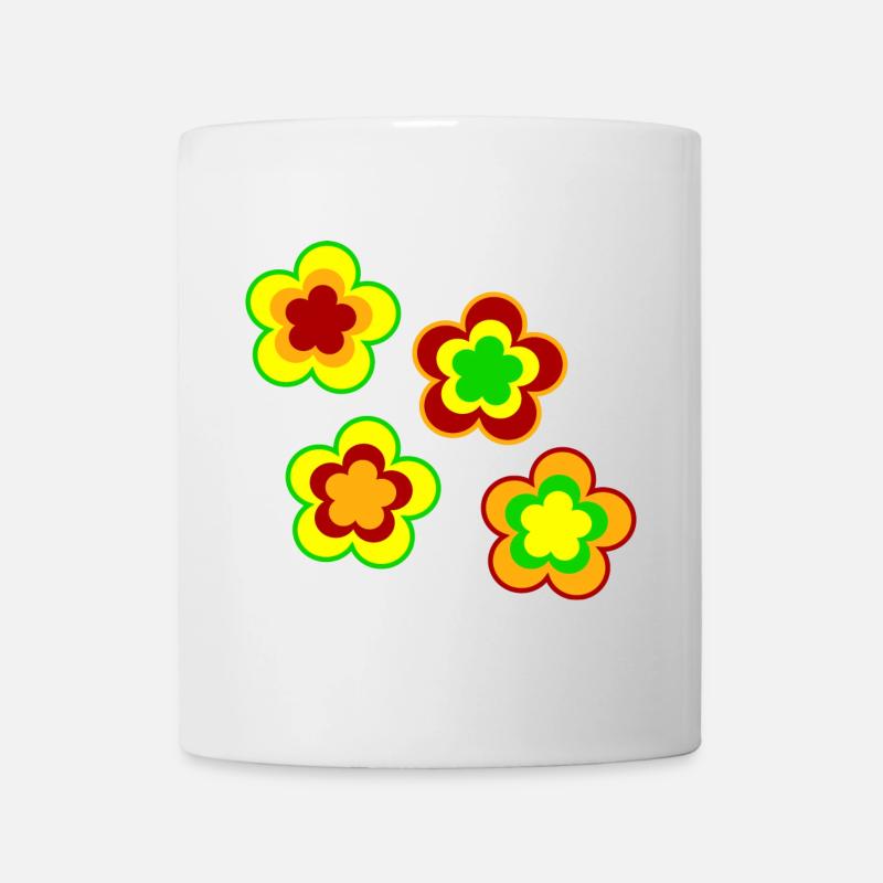 70er Jahre Blume Muster - Tasse - Weiß