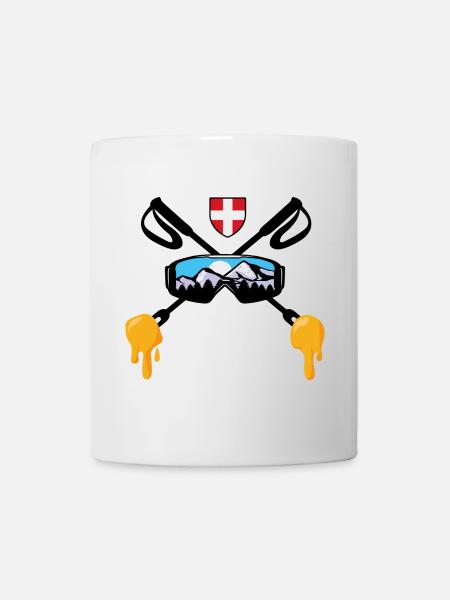 Savoie Ski et fondue savoyarde Cadeau Haute Savoie - Mug blanc - blanc