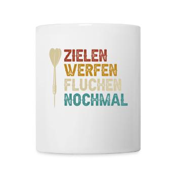 Dart Zielen werfen fluchen nochmal Dartpfeil - Tasse - Weiß - Vorne