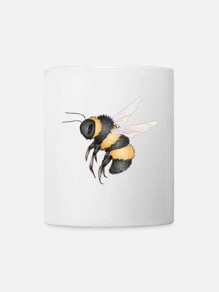 detaillierte Zeichnung einer fliegenden Hummel - Tasse - Weiß