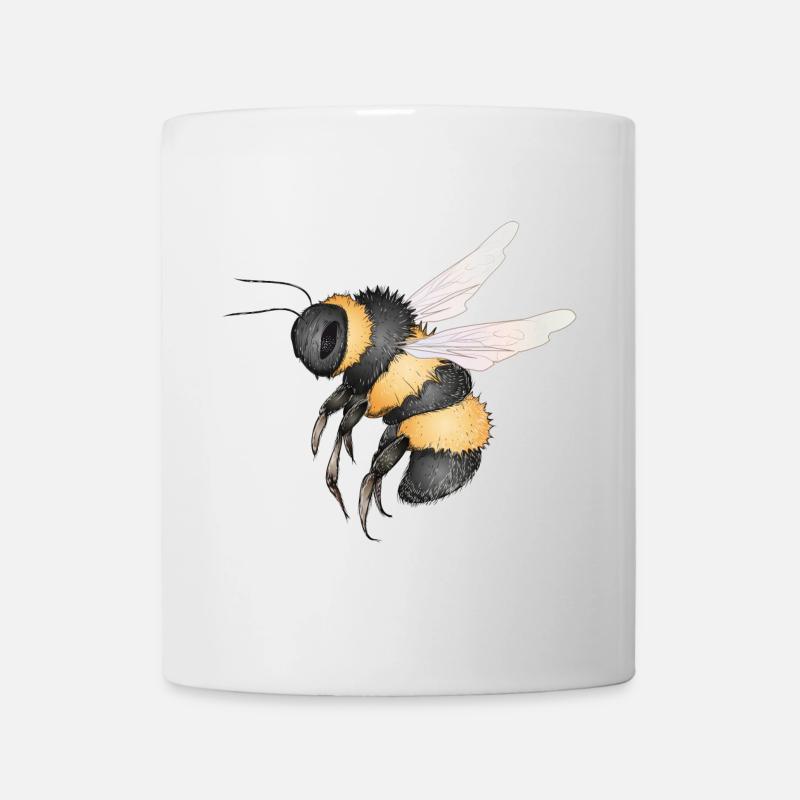 dessin détaillé d’un bourdon volant - Mug blanc - blanc