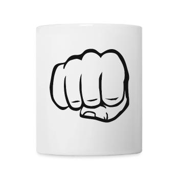 Fist clenched fist bump cool logo symbol - Mug - white - Front