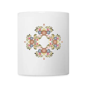 Barock Ornament mit Jakobsmuscheln und Rosen - Tasse - Weiß - Vorne