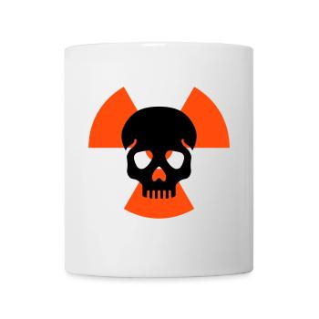 Skull without lower jaw before radiation warning signs - Mug - white - Front
