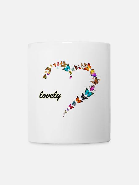 papillons multi lovely heart - Mug blanc - blanc