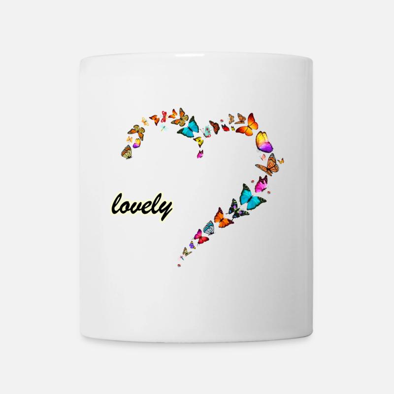 butterflies multi lovely heart - Mug - white