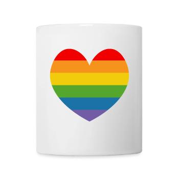 arc-en-ciel drapeau coeur coeur LGBT lgbtqi queer - Mug blanc - blanc - Devant