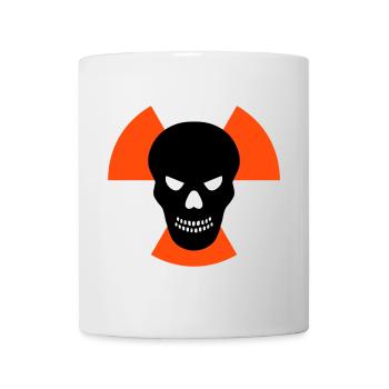 Skull with an evil eye in front of radiation warning signs - Mug - white - Front