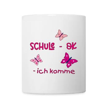 Schulanfang, Schmetterling - Tasse - Weiß - Vorne