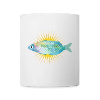 strahlender Fisch in zarten Pastell Farben - Tasse - Weiß - Vorne