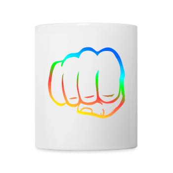 Clenched fist colorful fist bump cool logo symbol - Mug - white - Front