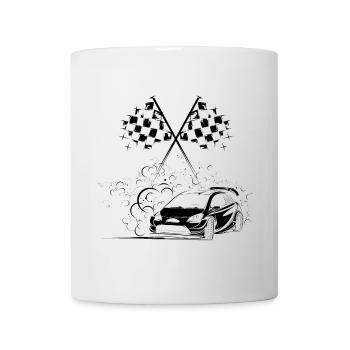 Rennen Autos Rally Drift Symbol Icon Grafik - Tasse - Weiß - Vorne
