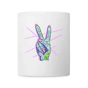 Peace Zeichen Victory Symbol Frau - Tasse - Weiß - Vorne