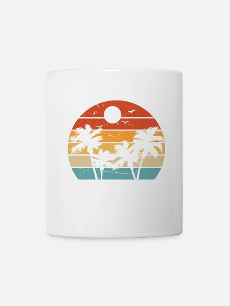 Palmen Kokospalmen Beach Strand Retro - Tasse - Weiß