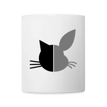 Moitié visage chat, mi-visage lapin - Mug blanc - blanc - Devant