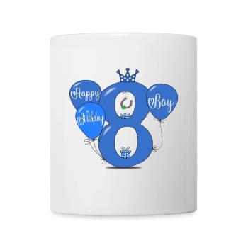 8 Ballon garçon d’anniversaire - Mug blanc - blanc - Devant
