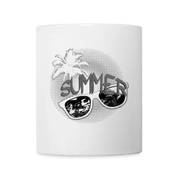 Palm & Sunglasses black and white - Mug - white - Front