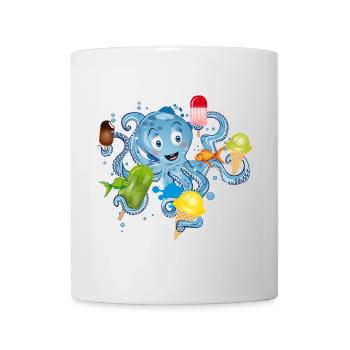 cool octopus with lots of ice cream under water - Mug - white - Front