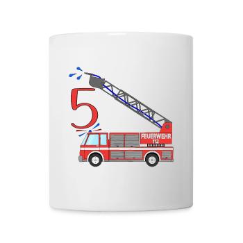Camion de pompiers 5e anniversaire - Mug blanc - blanc - Devant