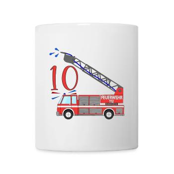 Feuerwehrauto 10. Geburtstag - Tasse - Weiß - Vorne