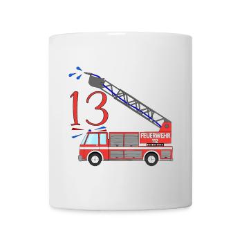 Feuerwehrauto 13. Geburtstag - Tasse - Weiß - Vorne