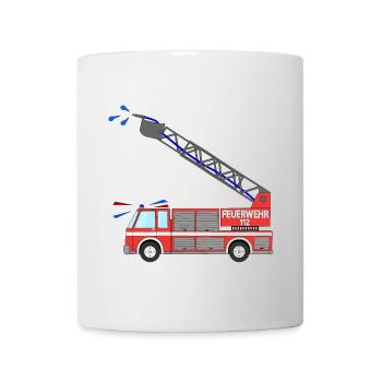 Feuerwehrauto mit Leiter - Tasse - Weiß - Vorne
