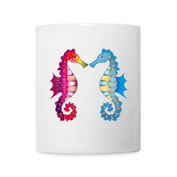 two enchanting seahorses united in love - Mug - white - Front