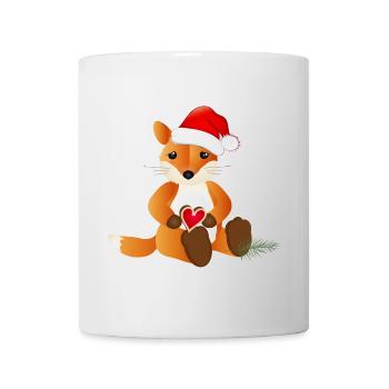 petit renard sucré avec un cœur pour Noël - Mug blanc - blanc - Devant