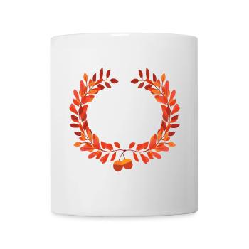 Herbstlaub Kranz mit Eicheln - Tasse - Weiß - Vorne