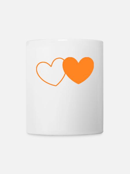 Valentinstag Herz orangen - Tasse - Weiß