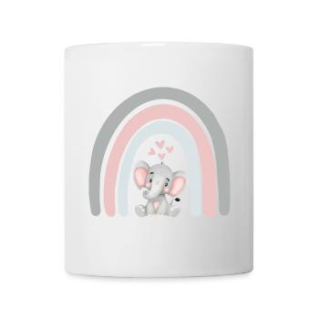 Elephant and Rainbow - Kids T-Shirt - Tasse - Weiß - Vorne