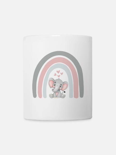 Elephant and Rainbow - Kids T-Shirt - Tasse - Weiß