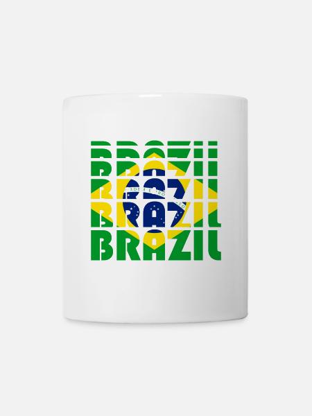 Mosaïque de fautes de frappe du drapeau brésilien - Mug blanc - blanc